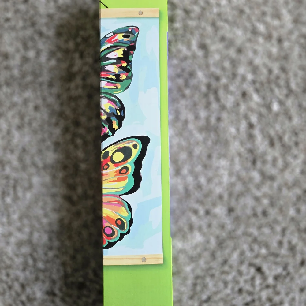 Mondo Llama Paint-by-Number Canvas Kit - Colorful Butterfly Design